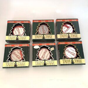 Lot of 6 Coca-Cola Trim A Tree Bottle Cap Ornaments 1990 Vintage Christmas Decor